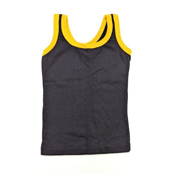 Vintage Dee Cee Rappers Tank Top Boys Sz 4 Black Yellow Ringer Retro Classic - Picture 3 of 4